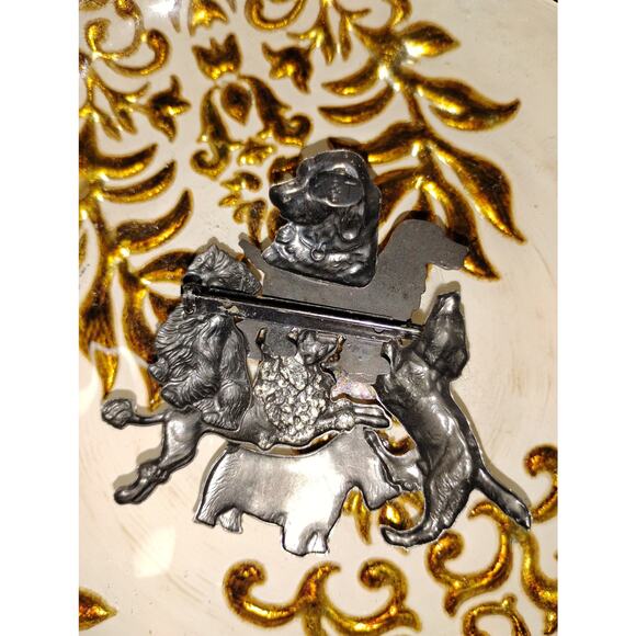 Signed K&T Vintage Multi-Dog Breed Brooch – Mixed Metal Layered Design - Picture 3 of 3
